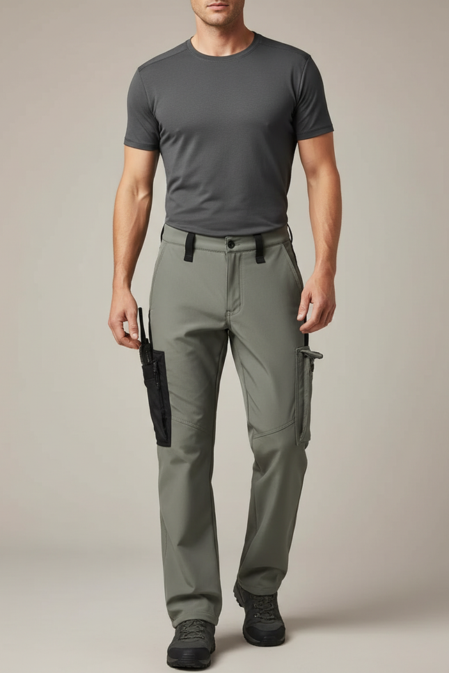 Pantalon Randonnée Homme Gris Cargo Tactique Imperméable - Kaki Polyester