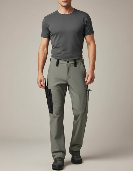 Pantalon Randonnée Homme Gris Cargo Tactique Imperméable - Kaki Polyester