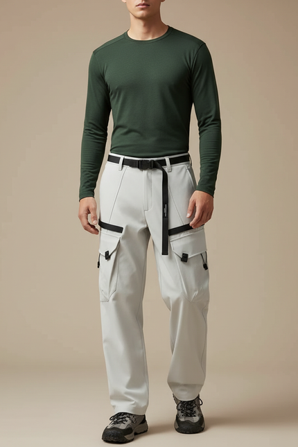 Pantalon Randonnée Gris Cargo Tissu Technique Homme - Polyester