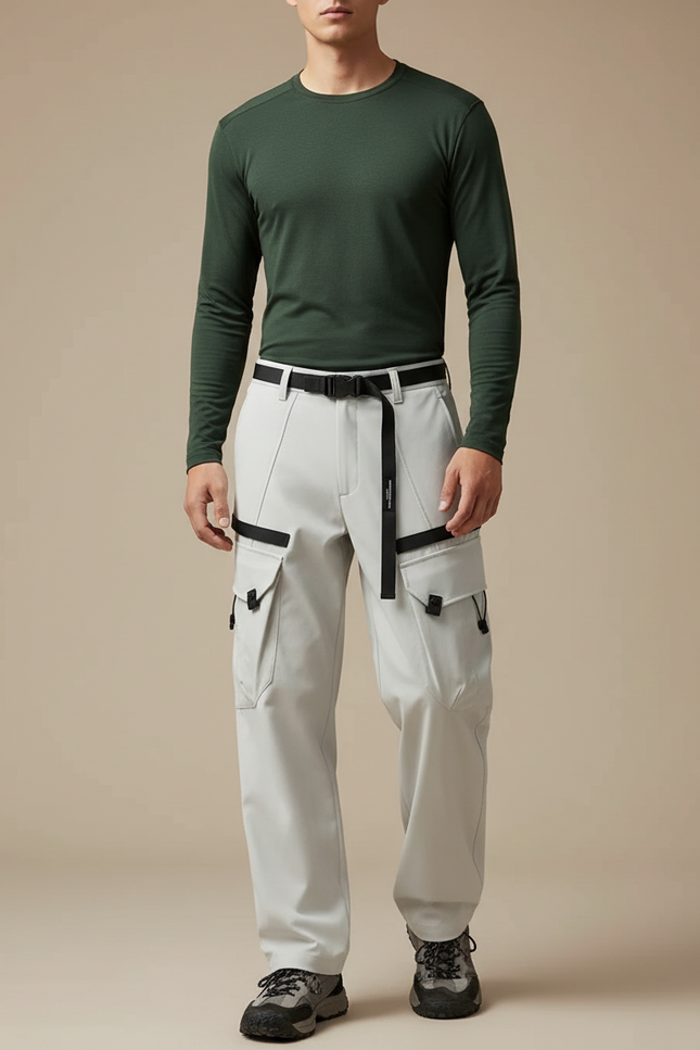 Pantalon Randonnée Gris Cargo Tissu Technique Homme - Polyester