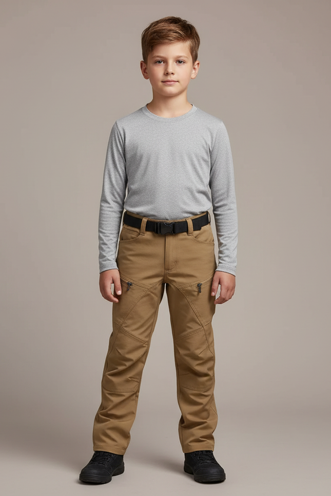 Pantalon Randonnée Kaki Enfant Tactique Robuste - Polyester