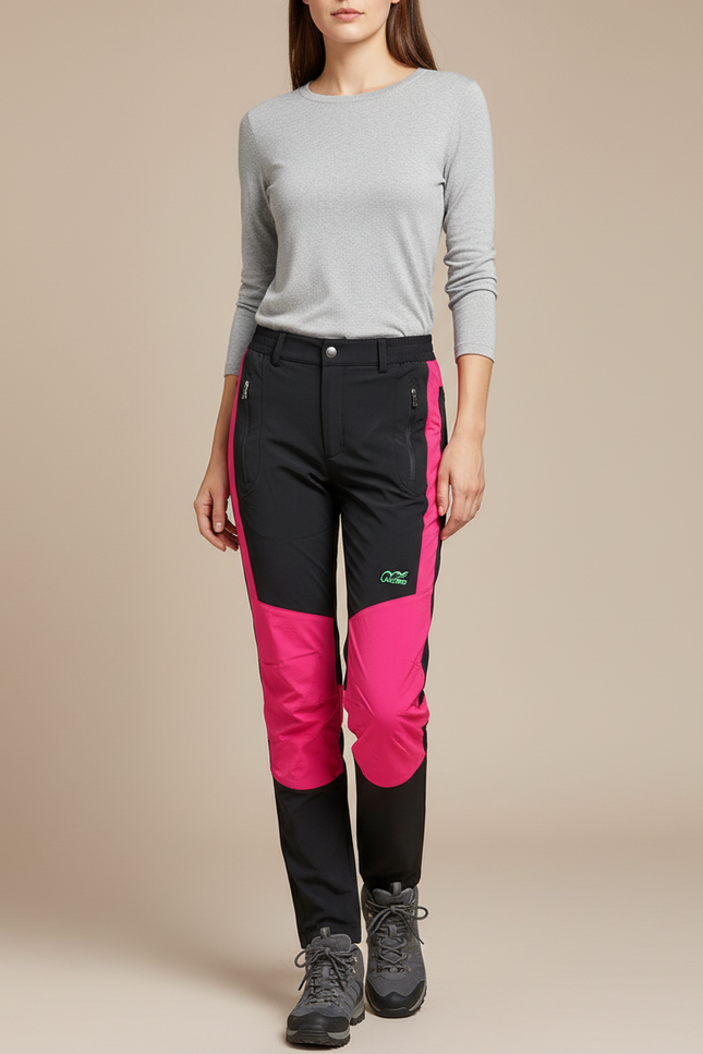 Pantalon Randonnée Noir Rose Extensible Respirant Femme - Multicolore Polyester