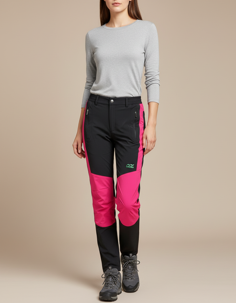 Pantalon Randonnée Noir Rose Extensible Respirant Femme - Multicolore Polyester