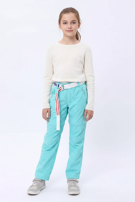 Pantalon Randonnée Convertible Léger Aqua Enfant - Bleu Polyester