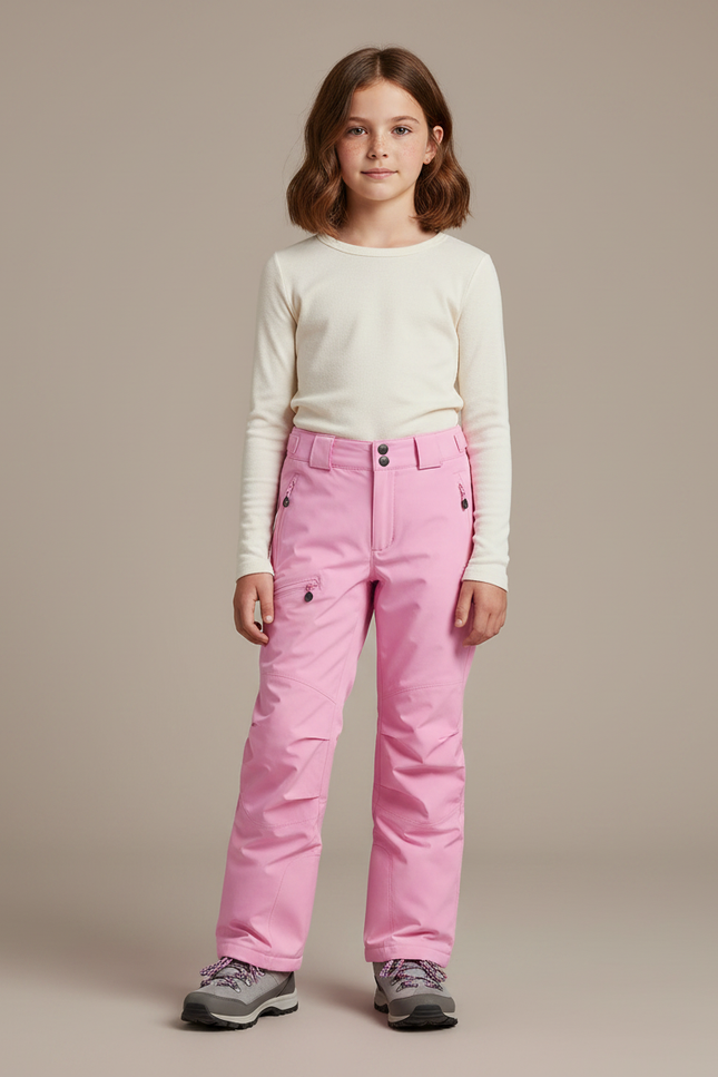 Pantalon Randonnée Rose Enfant Imperméable Chaud Hiver - Polyester