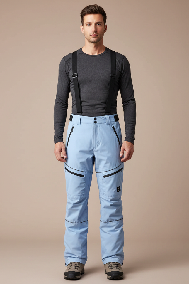Pantalon Randonnée Bleu Ciel Bretelles Imperméable Homme - Polyester