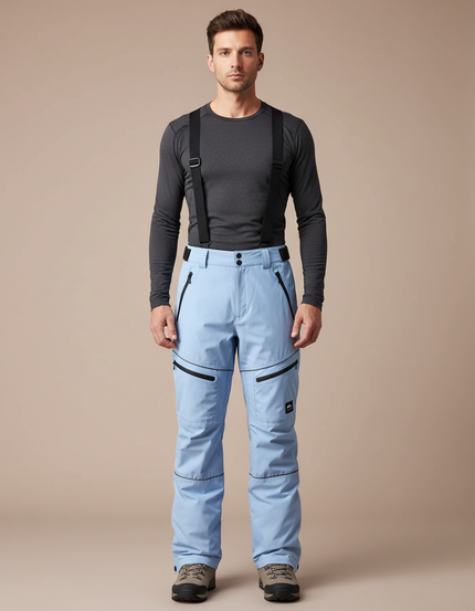 Pantalon Randonnée Bleu Ciel Bretelles Imperméable Homme - Polyester
