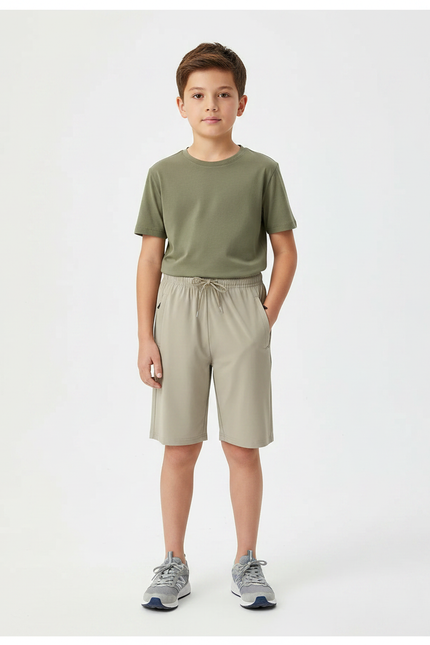 Pantalon Randonnée Court Beige Léger Enfant - Polyester