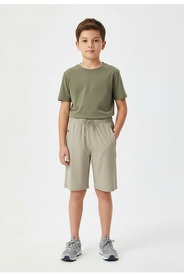 Pantalon Randonnée Court Beige Léger Enfant - Polyester