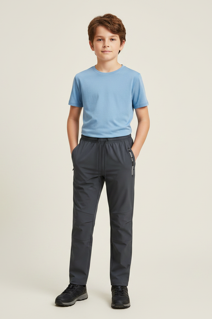 Pantalon Randonnée Garçon Gris Léger Respirant Extensible - Polyester