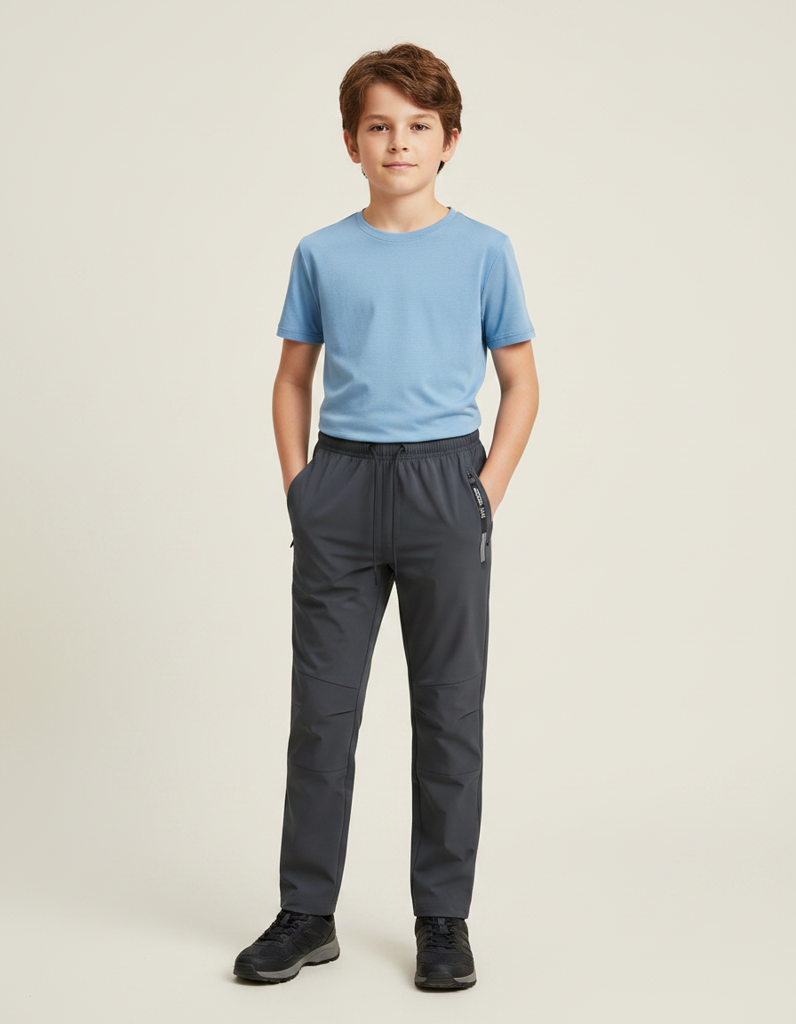 Pantalon Randonnée Garçon Gris Léger Respirant Extensible - Polyester