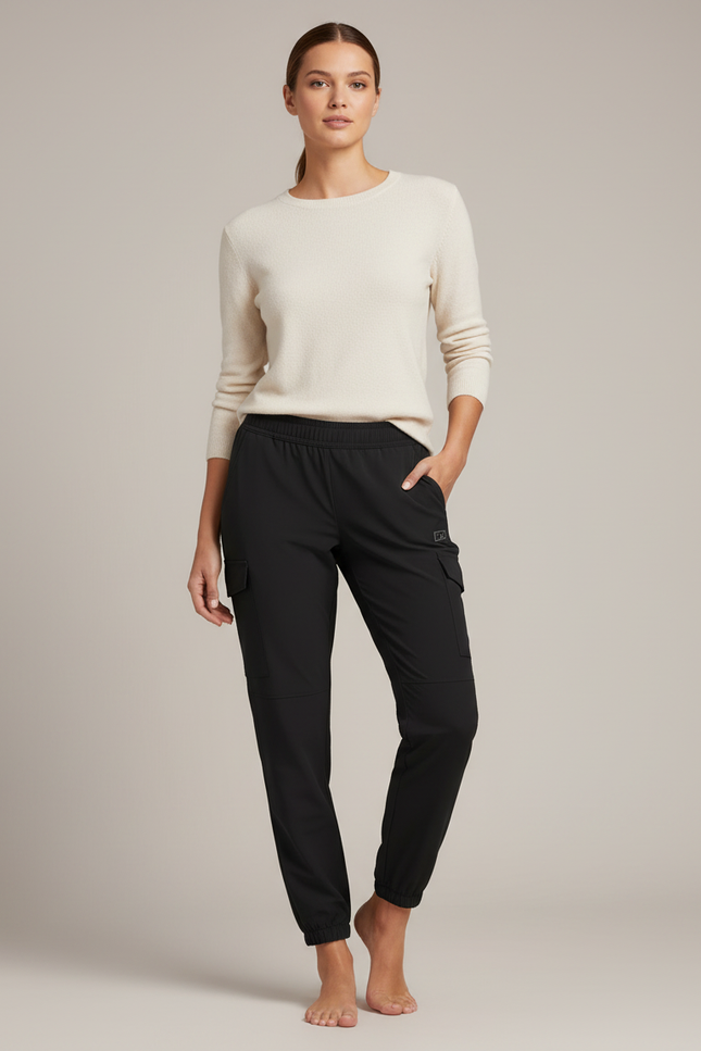 Pantalon Randonnée Noir Cargo Jogger Léger Femme - Polyester