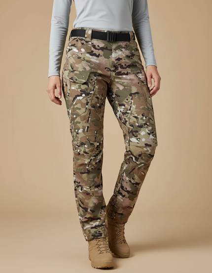 Pantalon Randonnée Camouflage Multipoches Robuste Femme - Multicolore Toile