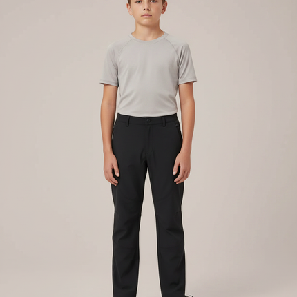 Pantalon Randonnée Noir Droit Cordon Enfant Sport - Polyester