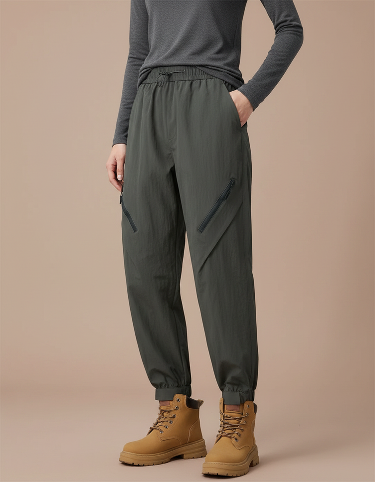 Pantalon Parachute Randonnée - Kaki Polyester