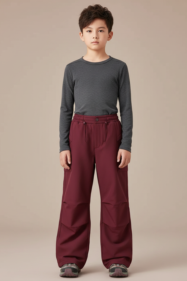 Pantalon Randonnée Bordeaux Ample Imperméable Enfant Hiver - Polyester