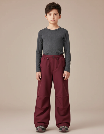 Pantalon Randonnée Bordeaux Ample Imperméable Enfant Hiver - Polyester
