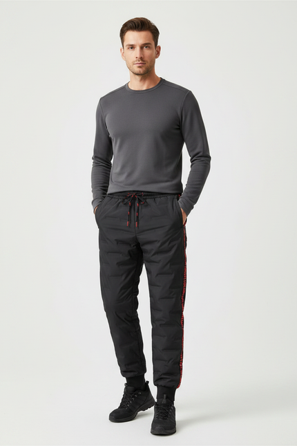 Pantalon Randonnée Noir Matelassé Homme Sport Hiver - Polyester