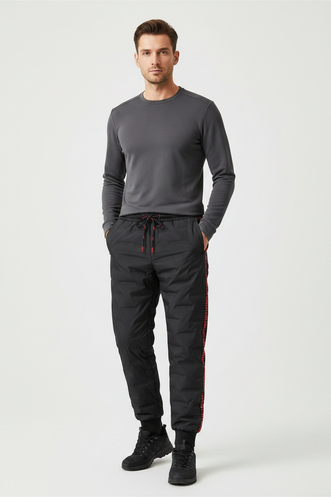 Pantalon Randonnée Noir Matelassé Homme Sport Hiver - Polyester