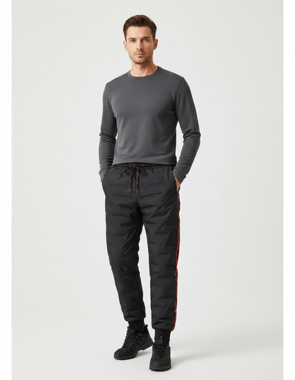 Pantalon Randonnée Noir Matelassé Homme Sport Hiver - Polyester