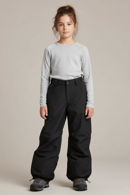 Pantalon Randonnée Noir Ample Imperméable Enfant - Polyester