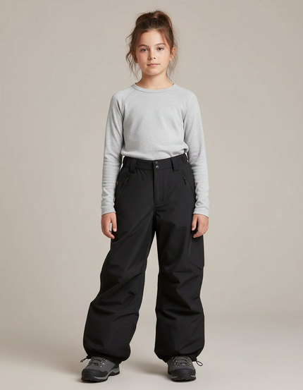 Pantalon Randonnée Noir Ample Imperméable Enfant - Polyester