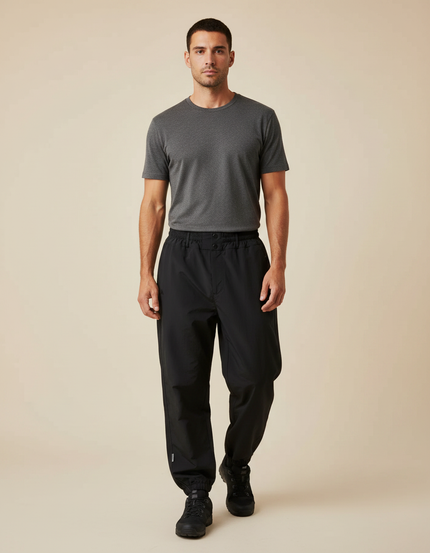 Pantalon Randonnée Noir Ample Imperméable Coupe-Vent Homme - Polyester