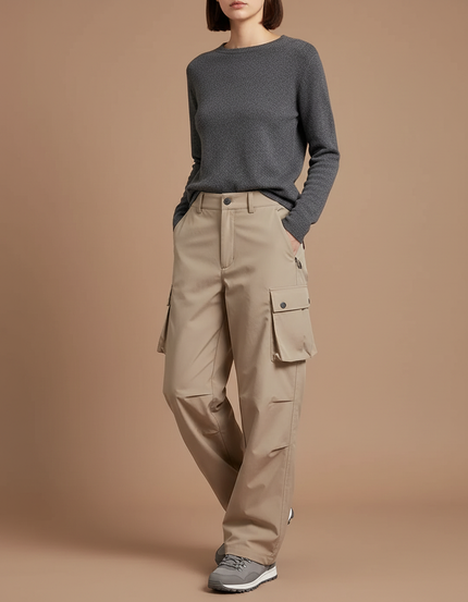 Pantalon Randonnée Beige Cargo Ample Décontracté Unisexe - Polyester