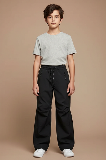 Pantalon Randonnée Noir Ample Imperméable Fonctionnel Enfant - Polyester