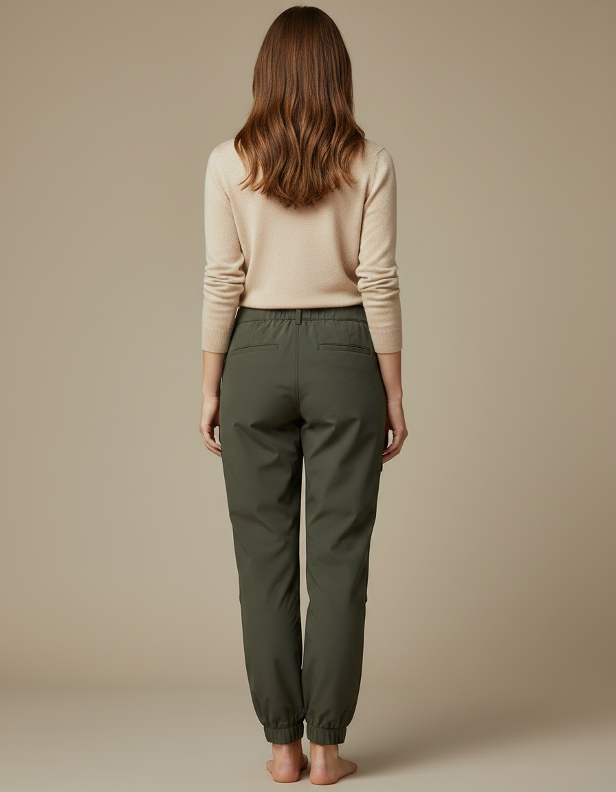 Pantalon Pluie Randonnée Femme - Kaki Polyester - vue 2