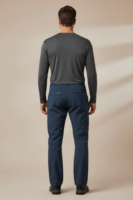 Pantalon Randonnée Doublé Polaire Homme - Marine Polyester - vue 2