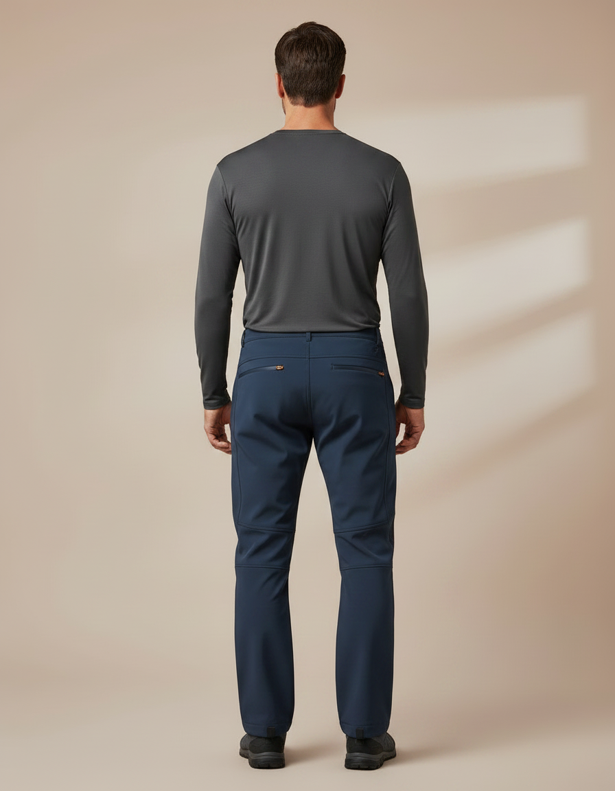 Pantalon Randonnée Doublé Polaire Homme - Marine Polyester - vue 2