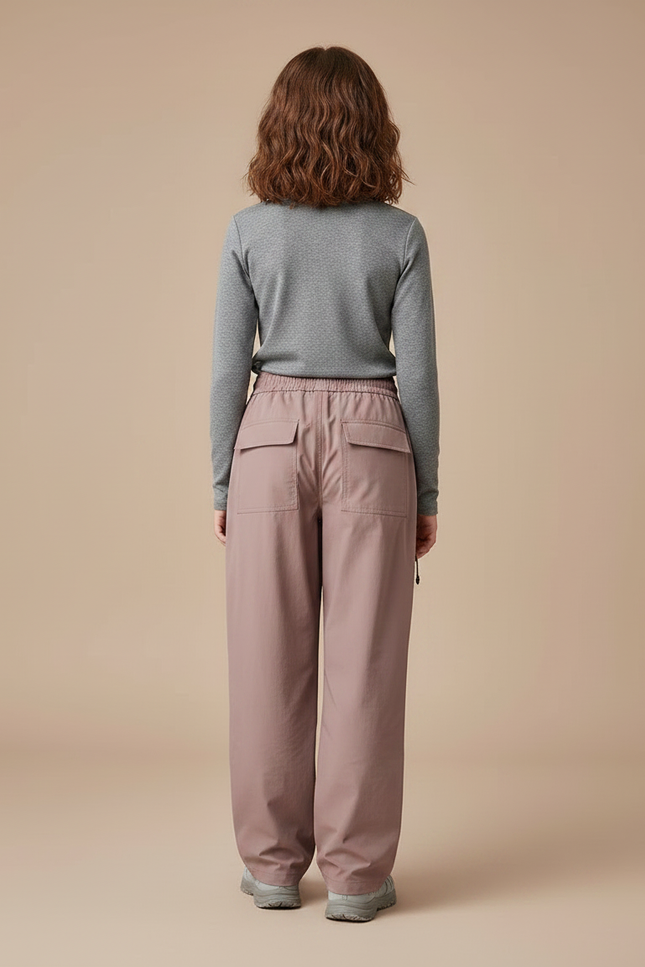 Pantalon Randonnée Rose Cargo Ample Enfant - Polyester - vue 2