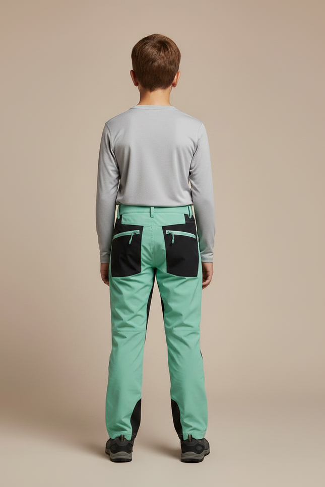 Pantalon Randonnée Vert Menthe Renforcé Enfant - Polyester - vue 2