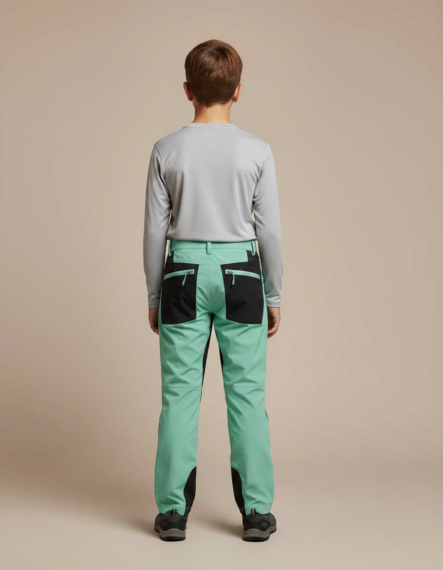 Pantalon Randonnée Vert Menthe Renforcé Enfant - Polyester - vue 2