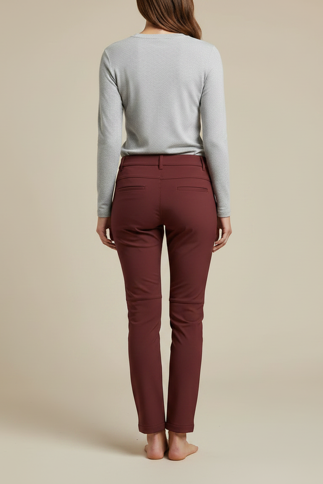 Pantalon Randonnée Femme Bordeaux Stretch Slim Hiver - Polyester - vue 2