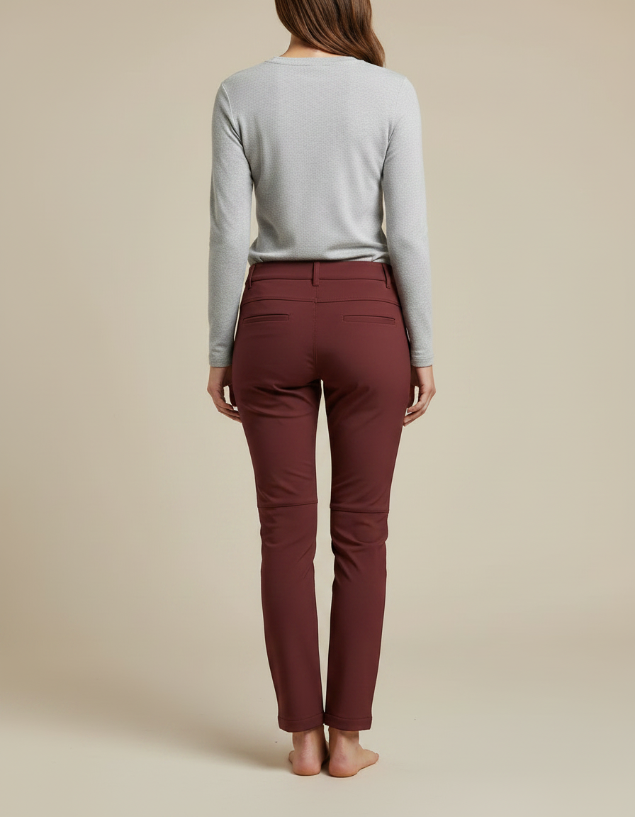 Pantalon Randonnée Femme Bordeaux Stretch Slim Hiver - Polyester - vue 2