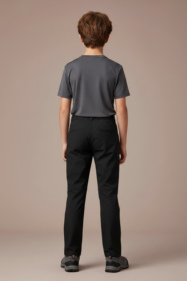 Pantalon Randonnée Noir Enfant Coupe Droite - Polyester - vue 2