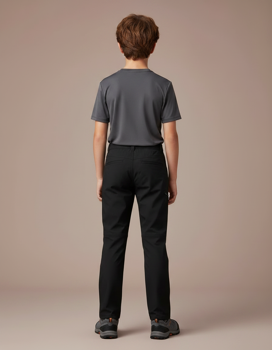 Pantalon Randonnée Noir Enfant Coupe Droite - Polyester - vue 2