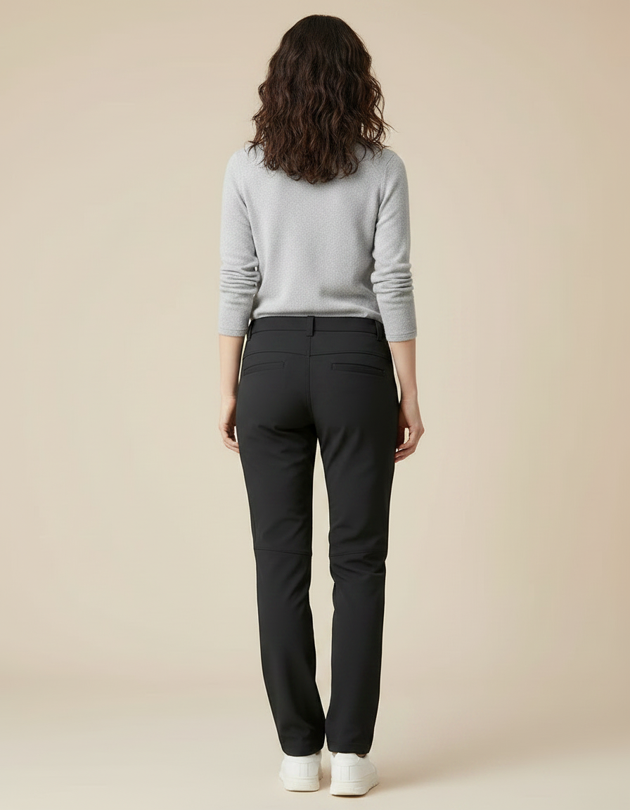 Pantalon Randonnée Noir Doublé Polaire Coupe Droite - Polyester - vue 2