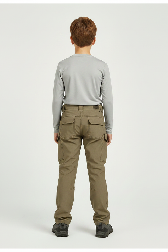 Pantalon Randonnée Kaki Cargo Enfant Renforcé - Polyester - vue 2