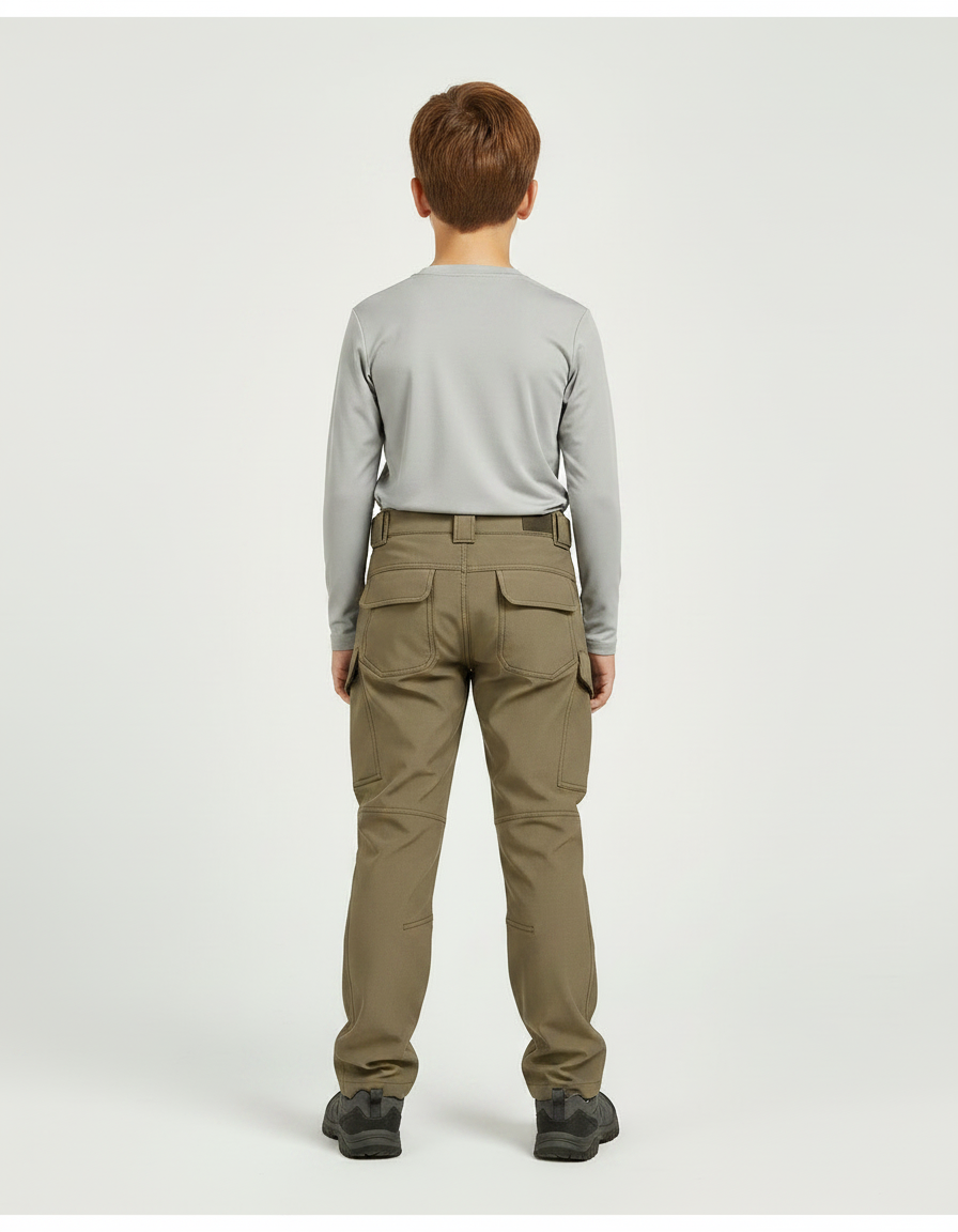 Pantalon Randonnée Kaki Cargo Enfant Renforcé - Polyester - vue 2