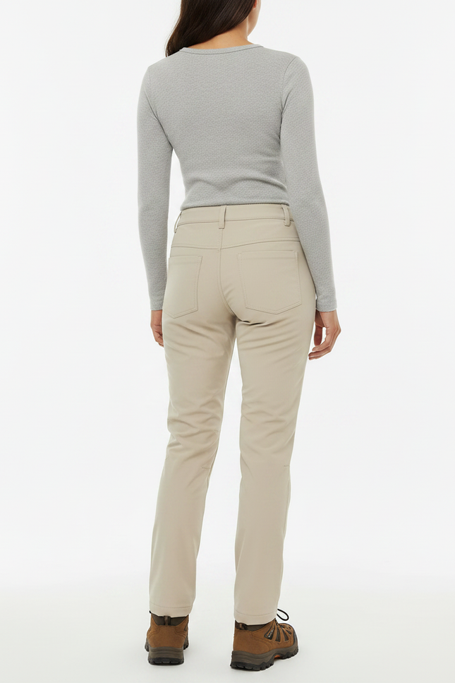 Pantalon Randonnée Beige Imperméable Doublé Polaire Femme - Polyester - vue 2