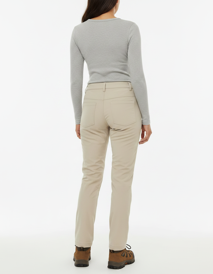 Pantalon Randonnée Beige Imperméable Doublé Polaire Femme - Polyester - vue 2