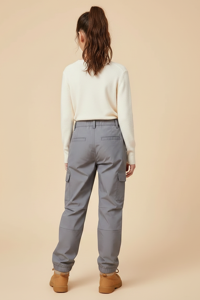 Pantalon Randonnée Gris Cargo Enfant Élastiqué Imperméable - Polyester - vue 2