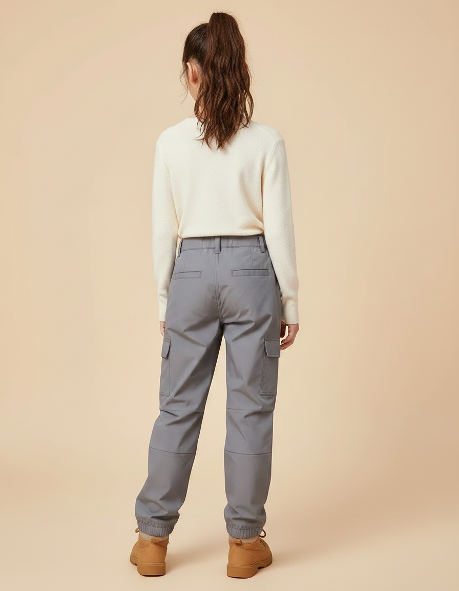 Pantalon Randonnée Gris Cargo Enfant Élastiqué Imperméable - Polyester - vue 2