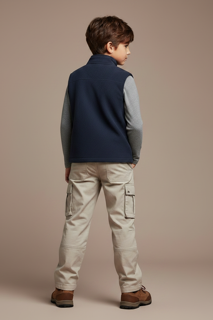 Pantalon Randonnée Beige Cargo Multipoches Enfant Robuste - Toile - vue 2