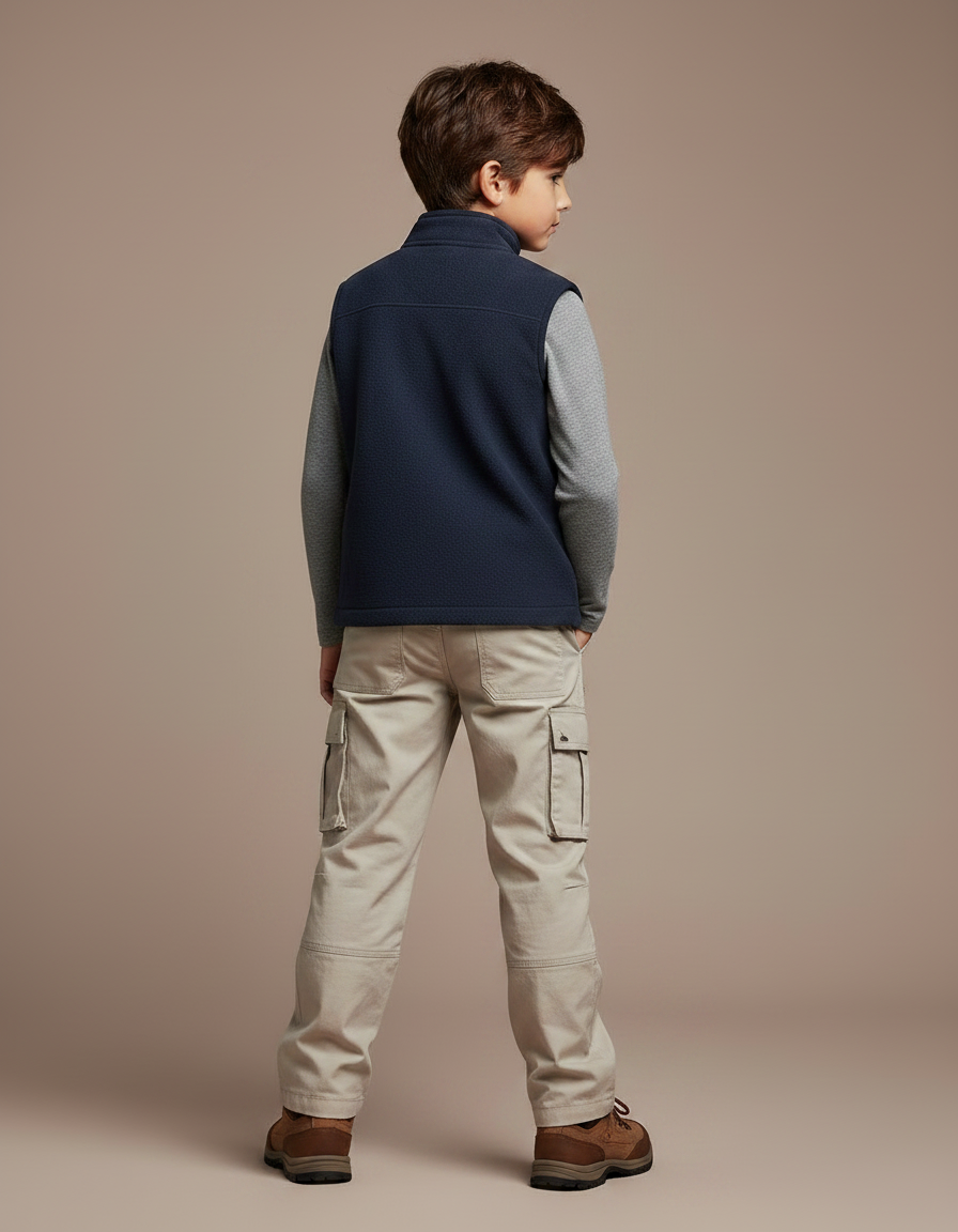 Pantalon Randonnée Beige Cargo Multipoches Enfant Robuste - Toile - vue 2