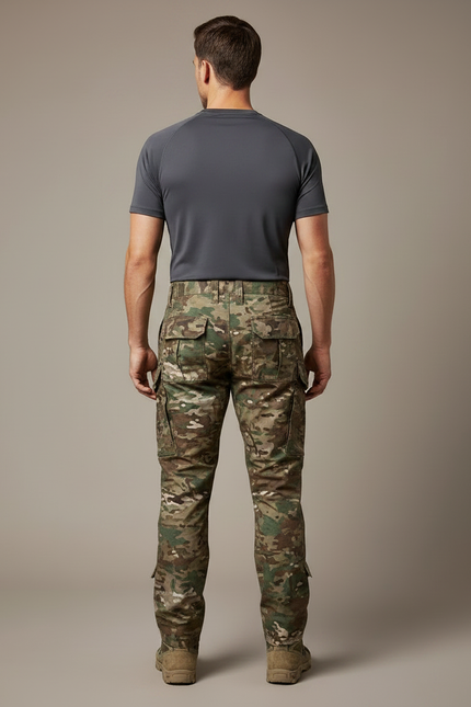 Pantalon Randonnée Camouflage Militaire Cargo Renforcé Homme - Multicolore Toile - vue 2