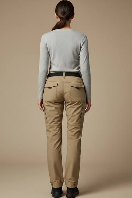 Pantalon Randonnée Beige Cargo Multi-poches Femme - Toile - vue 2